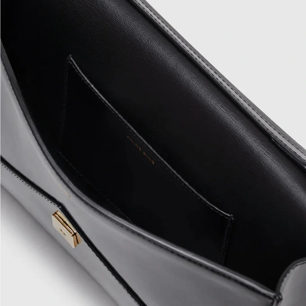 Anine Bing Elly Clutch - High-Shine Black